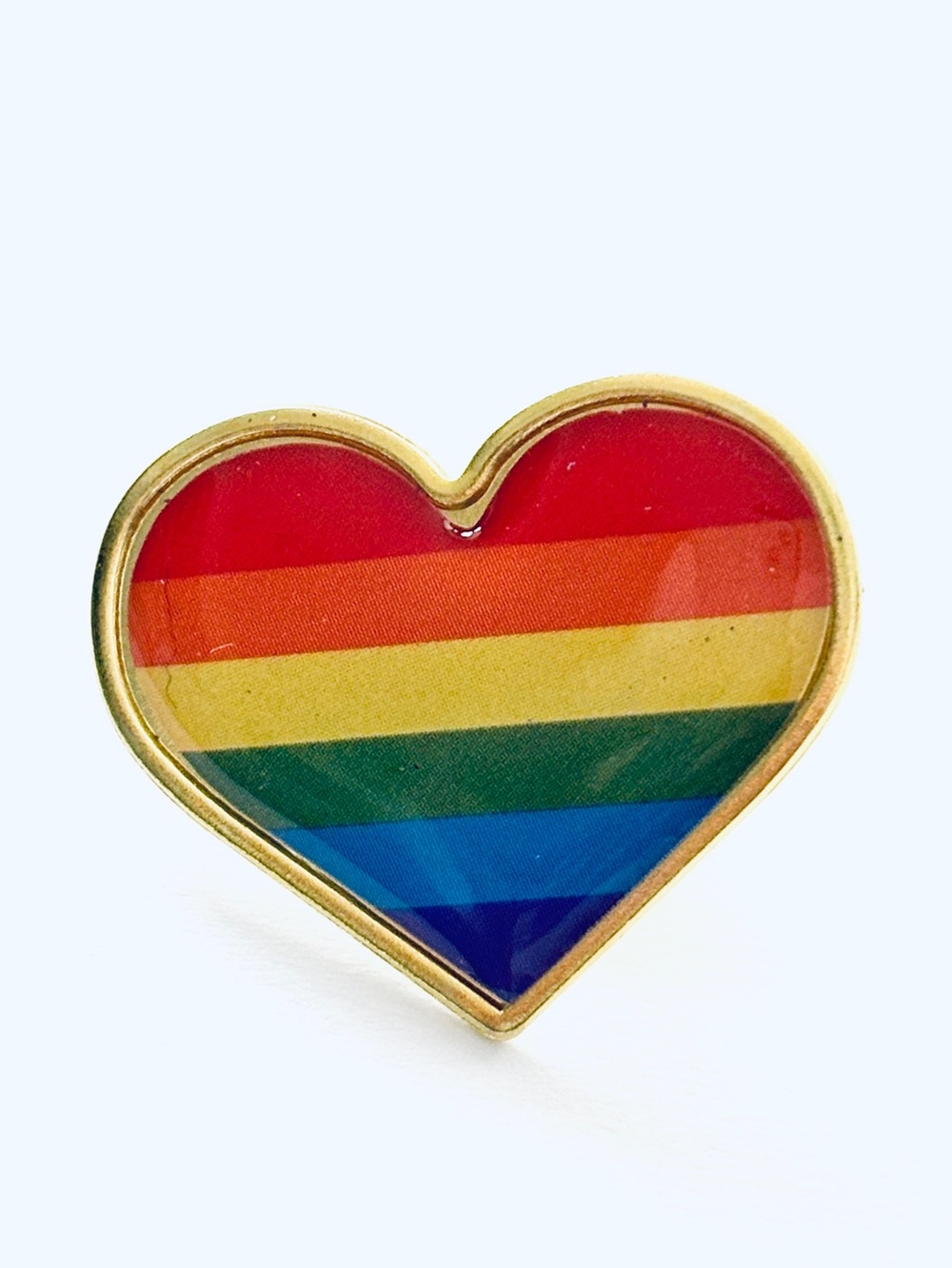 Unisex Rainbow Pride Heart Enamel Pin - Gold Tone Trim, NWT